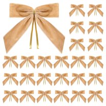 24PCS Small Velvet Christmas Bows for Christmas Tree, Wreath, Gift Wrapping, Crafts, Wedding, Party, Twist Tie Bows for Treat Bag Bakery Candy Bags, Home Decor