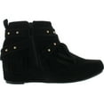 thumbnail image 2 of Bella Marie Campus-25 Women's Shiny Studded Criss Cross Side Zip Fringe Booties, 2 of 4