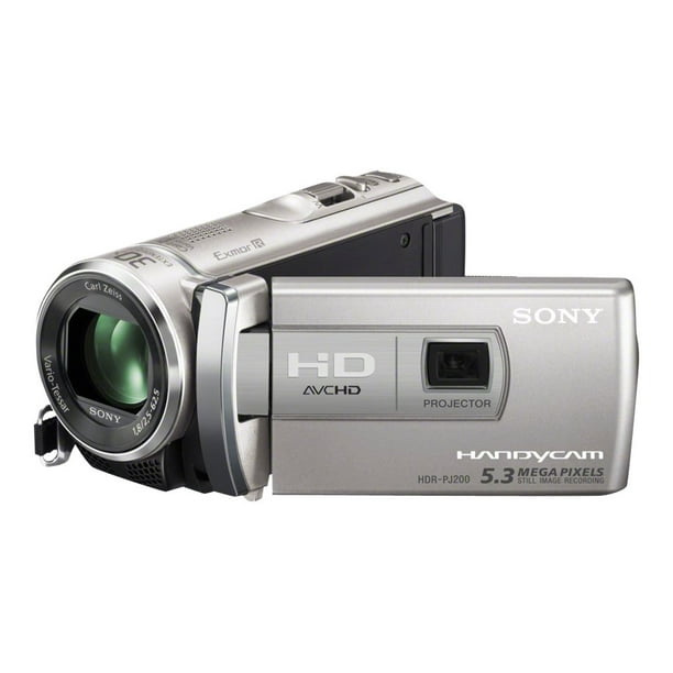 Individualidad Apellido levantar Sony Handycam HDR-PJ200 - Camcorder with projector - 1080i - 1.5 MP - 25x  optical zoom - Carl Zeiss - flash card - silver - Walmart.com