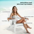 thumbnail image 2 of SERWALL Folding Adirondack Chair with 2 Cup Holders & Phone Slot, All-Weather Outdoor HDPE Patio Chair, Foldable Lawn Deck Chair, White, 2 of 7