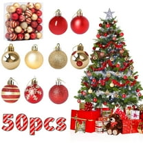 Janrevotw 50pcs Christmas Balls 1.57" Christmas Tree Hanging Ornaments Xmas Ball Decoration for Xmas Tree Wreath Garland, Red and Gold