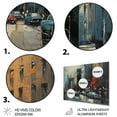thumbnail image 3 of Designart "Metropolitan Marvels in Orange and Grey" City Architecture Metal Wall Decor, 3 of 5