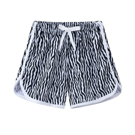 

YWDJ 3-11 Years Girls Shorts Summer Kids Casual Sports Shorts In The Big Kids Rubber Waist Beach Pants Black 6-7 Years