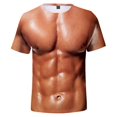 thumbnail image 4 of Men's 3D Muscle Print Shirt Funny Fake Muscle Bodybuilding T-Shirt Short Sleeve Nude Muscle Print Tshirt Top for Men Adults, 4 of 5