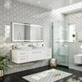 thumbnail image 3 of Totti Wave 60" White Modern Double Sink Bathroom Vanity w/ Super White Man-Made Stone Top & Sinks, 3 of 7