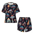 thumbnail image 5 of Wukai Mushroom Doodle Women's Pajama Set,Short-Sleeve Top and Shorts with Elastic Waistband and Pockets for Loungewear, Yoga, and Casual Wear-XX-Large, 5 of 8