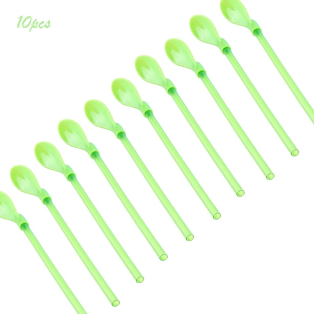 Xihbxyly Juego de Cucharas para Mezclar, Cucharas de Plástico Versátiles para Mezclar, Pajita Reutilizable para Té, Agitador de Bebidas Multifuncional, Perfecto para Fiestas y Bodas, Disfruta de Tus