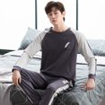 thumbnail image 2 of MintLimit Men's Thin Long Sleeve Shirt and Pants Gray Dog Cartoon Lounge Pajamas Set Sleepwear, 2 of 3