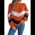 thumbnail image 1 of Suéter de Mujer, Informal, de Larga, Cuello Redondo, con Bloques de Color, de Punto. Color Naranja L, 1 of 10