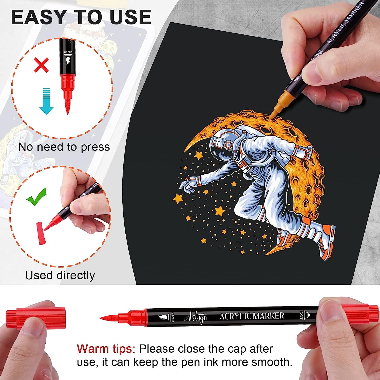 IVSUN 90 Dual Tip Paint Markers Set - 30 Metallic & 60 Acrylic Colors For Artists & Crafts