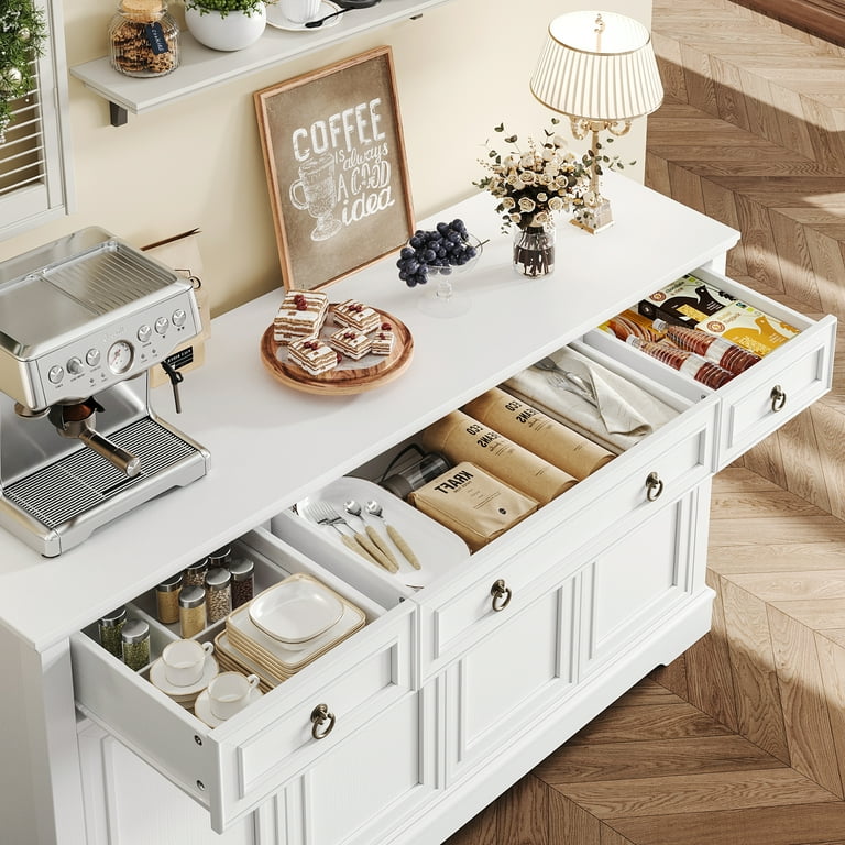 HOCSOK Dressoir in de keuken, met 1 deuren en 5 laden, wit, voor keuken, woonkamer, eetkamer, 85,5 x 40 x 97 cm
