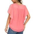 thumbnail image 3 of Mittory Summer Casual Loose Round Neck Chiffon Flowy Tops Mesh Shirts Dressy Casual Blouses, 3 of 7