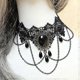 thumbnail image 1 of Gargantilla negra gótica retro Farfi para mujer, collar de cadena hueca con encaje, collar de moda, 1 of 5