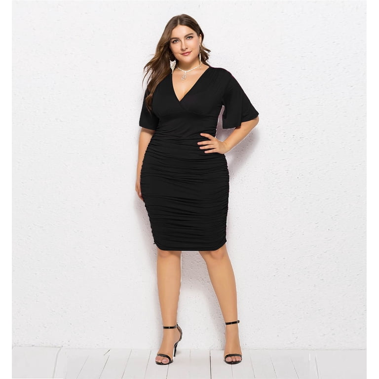 plus size ruched club dresses Amazon.com: KIMCURVY Plus Size Satin Dress Ruched Cowl Neck Sexy Wedding  Guest Dress Cocktail Dresses Cami Black 12W : Clothing, Shoes & Jewelry