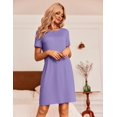 thumbnail image 3 of Ekouaer 3 Pack Nightgowns for Women Sleepwear Short Sleeves Sleep Shirts Button Down Nightshirt Sleep Dress, 3 of 5