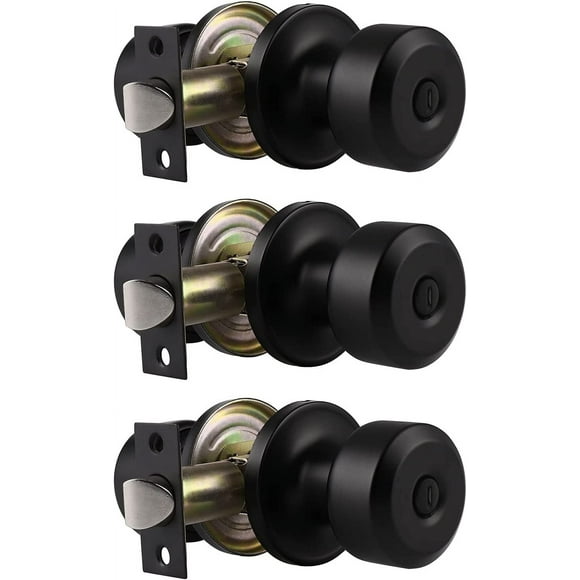 SHIQI-3 Pack Black Door Knobs Bedroom Door Lock Interior Door Handles with Lock Door Knobs Indoor Privacy Door Knobs