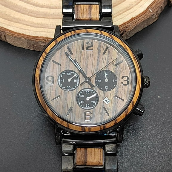 Vintage-Inspired Wood Grain Quartz Watch - Retro Round Pointer Analog Design, Durable Construction, Comfortable Wrist Fit for Women and Men