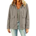 thumbnail image 6 of JUUNthy Womens Cargo Jacket, Full Zip-Up Windbreaker Hooded Lightweight Casual Outerwear with Pockets White L, 6 of 15