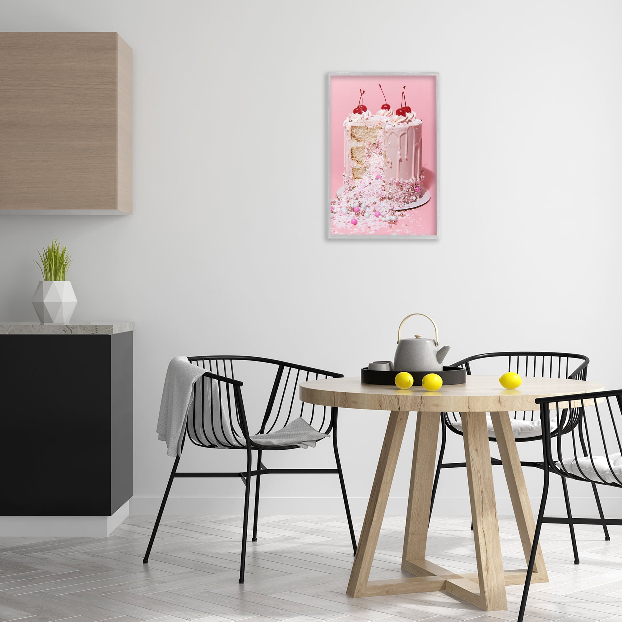 Stupell Industries Glam Gemstone Cake Food & Beverage Painting Gray Framed Art Print Wall Art, 16 x 24