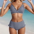 thumbnail image 2 of DHFJKG Women's Bikini Set Cute Ruffle Trim Striped 2 Piece Swimsuits High Waist Tummy Control Bathing Suit Stylish Beachwear, 2 of 4