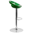 thumbnail image 2 of Contemporary Green Plastic Adjustable Height Barstool with Rounded Cutout Back and Chrome Base, 2 of 6