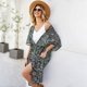 thumbnail image 5 of Moda mujer verano estampado cardigan manga corta fajas casual bohemio, 5 of 8