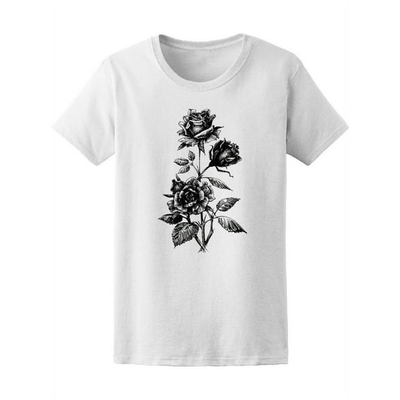 Hand Drawn Rose Style Tee Women's -Image by Shutterstock