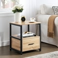 thumbnail image 2 of VECELO Set of 2 Nightstand with Drawer, Square End Side Table Storage Open Shelf, Oak, 2 of 10