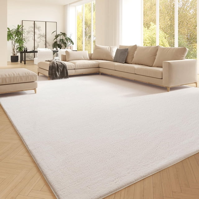 Fyoulimt White Fur Rug Area Rug 5x7 Washable Shag Rug Fluffy Faux Rabbit Rug for Living Room Bedroom Playroom Nursery Rug Plush Throw Rug Luxury Home