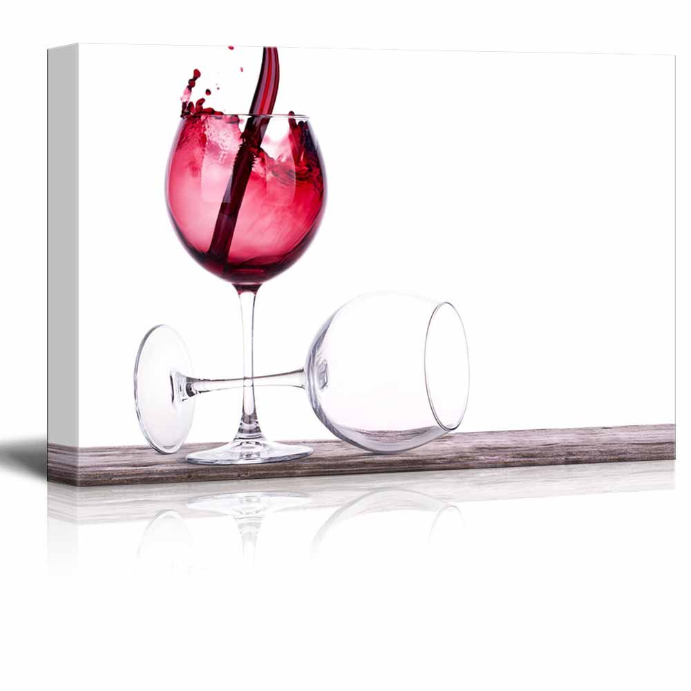 Canvas Wall Art Pair of Full and Empty Wine Glasses Modern Home Decor Canvas Prints Gallery