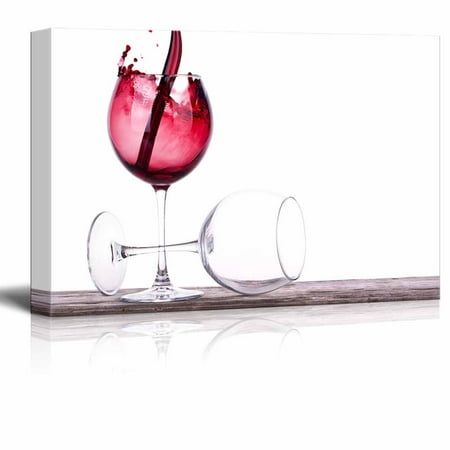 Canvas Wall Art - Pair of Full and Empty Wine Glasses | Modern Home Decor Canvas Prints Gallery Wrap Giclee Printing & Ready to Hang - 32" x 48"