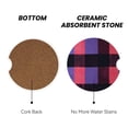 thumbnail image 3 of Round Ceramic Car Coasters 2 Pack Absorptive Clean Cork Bottom For Anti-Slip Use On Most Cars Palevioletred Buffalo Plaid Check Tartan Scotland_1, 3 of 8