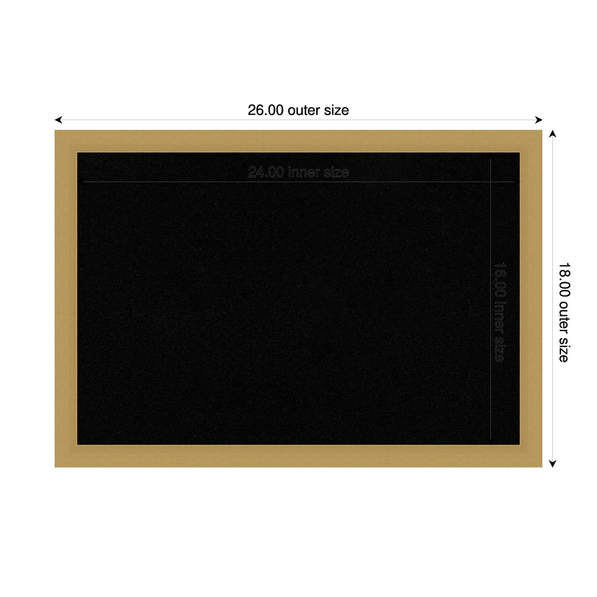 Amanti Art Black Cork Board Framed Grace Brushed Gold Narrow Bulletin Board 26 in. x 18 in.
