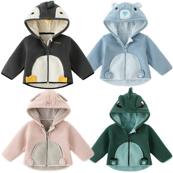 Uxgjfwu Flannel Jacket for Kids Infant Baby Hoodie Jacket Girls Boys Winter Warm Jacket Knit Outwear Hooded Jacket