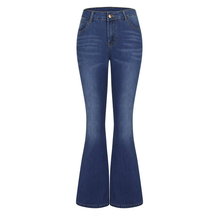 SELONE Jeans for Women Flared Bottom Low Rise Denim Go Out Pants