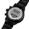 thumbnail image 2 of Proud Police Wife Engraved Multifunction Policeman Men's Watch Stainless Steel W Copper Dial, 2 of 20