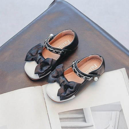 

Little Girls Big Girls PU Leather Contrast Color Cool Chain Mary Jane Shoes W381 Sizes 7.5C-2Y