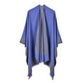 thumbnail image 1 of Chaqueta de punto gruesa BLESIY poncho abierto Abrigo cálido para mujer azul, 1 of 7