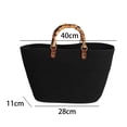 thumbnail image 4 of Bolso de mano tejido para mujer, organizador de bolsos de playa de verano, versátil, informal, con asas superiores Negro, 4 of 9