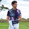 thumbnail image 3 of Sikiie Feathered Wolf Print Men's Short-sleeved POLO Shirts, Button-down Shirts and T-shirts are Suitable for Vacation, Leisure and Business-X-Large, 3 of 6