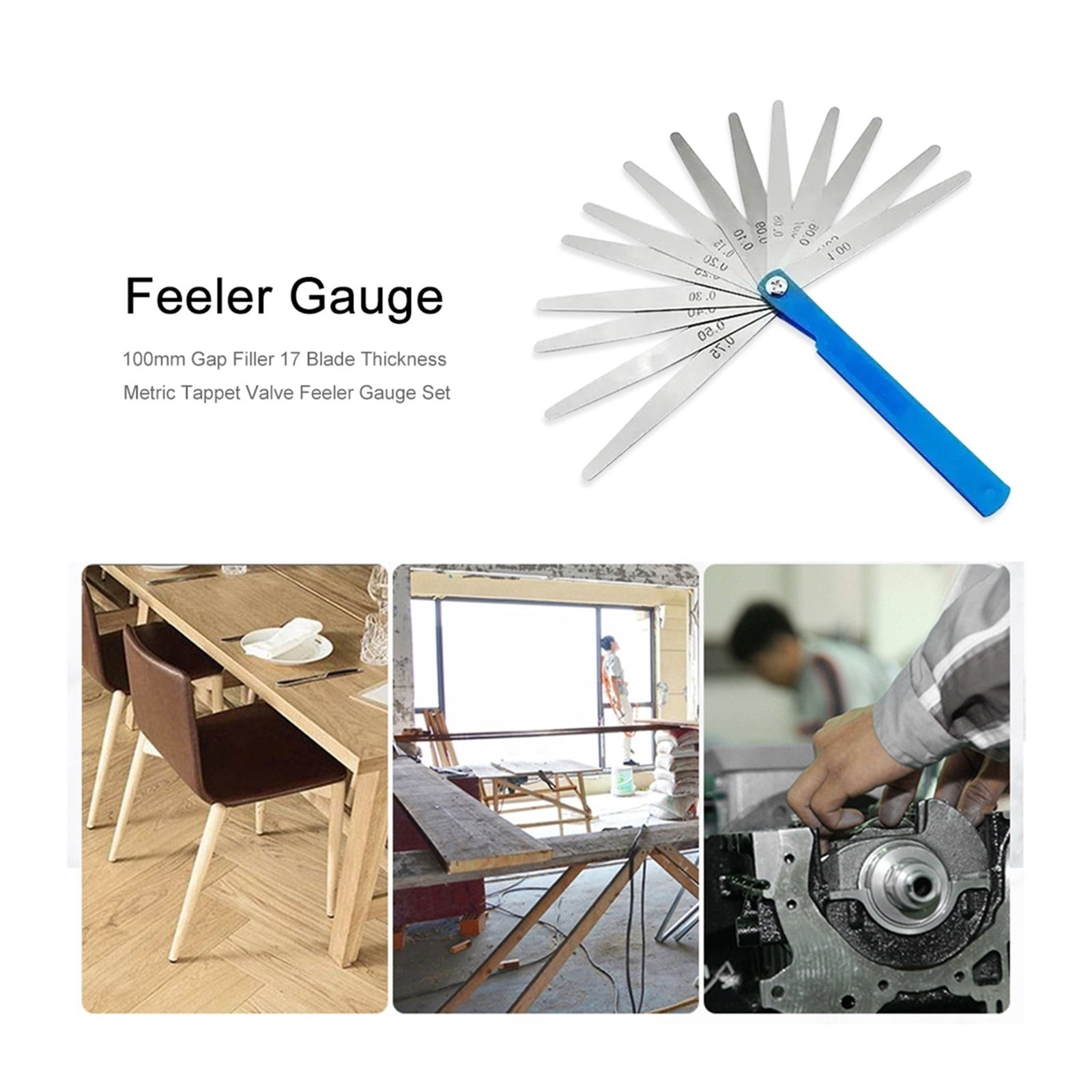 Measurement Height Limit Gauge Tools 17 Blade Thickness Tappet Valve Feeler Gauge Set Gap Filler Measuring Ruler Tool ,Easy to Use