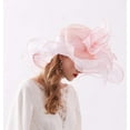 thumbnail image 4 of Women's Church Hat Organza Fascinator Wedding Tea Party Hat Wide Brim Sun Hat, 4 of 5