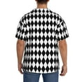 thumbnail image 5 of Lafuoo Black And White Diamonds Pattern Men's Cuban Collar Short Sleeve Shirt, Button-Down Resort Beach Pocket Shirt-XX-Large, 5 of 7