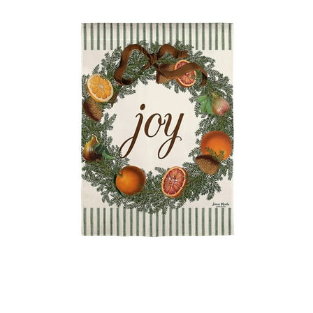 Evergreen Joy Wreath Moire Garden Flag 12 x 18 Inches Indoor Outdoor Decor