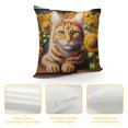 thumbnail image 4 of YANMS Sunflower Throw Pillow Cover Cute cat in Yellow Flower Butterfly Funny Cottage Yellow Cozy Square Large Living Room Decor Bedroom Patio Couch Pillow Cases, 4 of 5