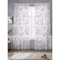 thumbnail image 3 of Spring Flower Semi Sheer Curtains 96 Inch Length 2 Panels Set, Vintage Farmhouse Light Purple Boho Leaf Sheer Kitchen Curtain Privacy Voile Window Curtain for Living Room Bedroom Rod Pocket Drapes, 3 of 7