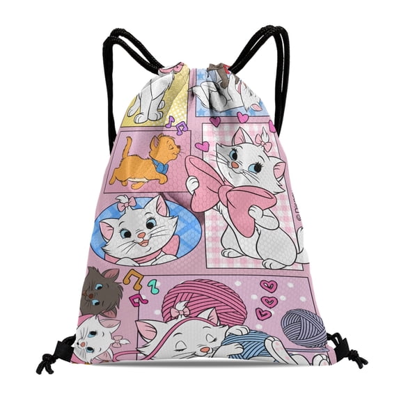 Drawstring Backpack for Marie Cat Sackpack Adults Women Men Party Favor Bags Sports for Swimming Gym Travel Hiking Camping Tote Bag 11.8 × 15.7 in