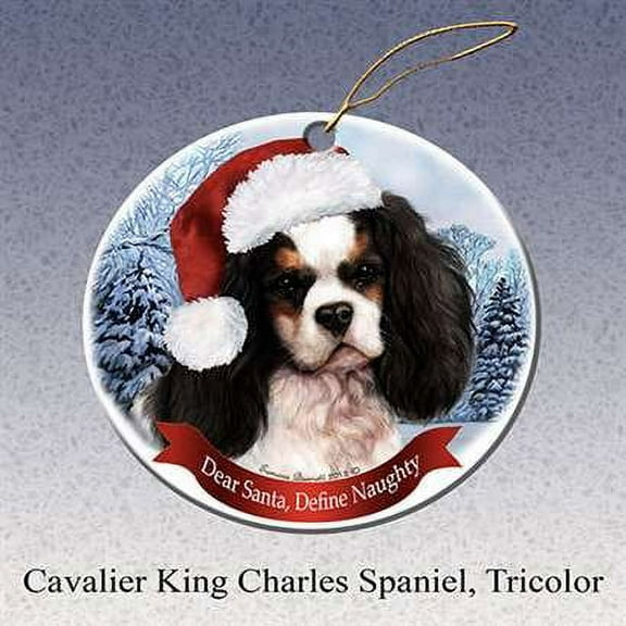 Holiday Pet Gifts Cavalier King Charles Spaniel, Tricolor Dog Porcelain Ornament