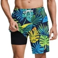 thumbnail image 2 of NTACZA Men Shorts Compression Liner Stretch Beach Shorts Tropical Drawstring Swim Trunks for Men M, 2 of 9