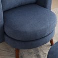 thumbnail image 6 of Modern Accent Chair with Ottoman, Reading Barrel Chair with Footrest, 30.7" Wide Round Upholstered Comfy Armchair with Throw Pillow Reading Chair with Solid Wood Legs for Living Room Bedroom(Navy), 6 of 7
